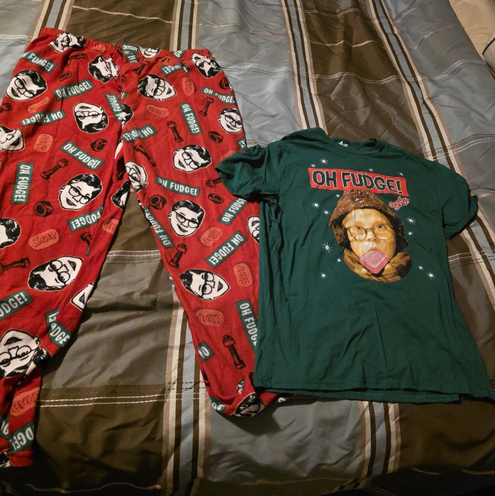 Mens Sz XL Christmas Story Pajama Set.